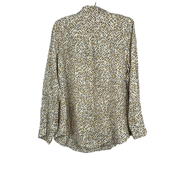 Chicos Women's Size 2 Button-Down Key Print Pattern Collared Long Sleeve Blouse - Picture 2 of 11